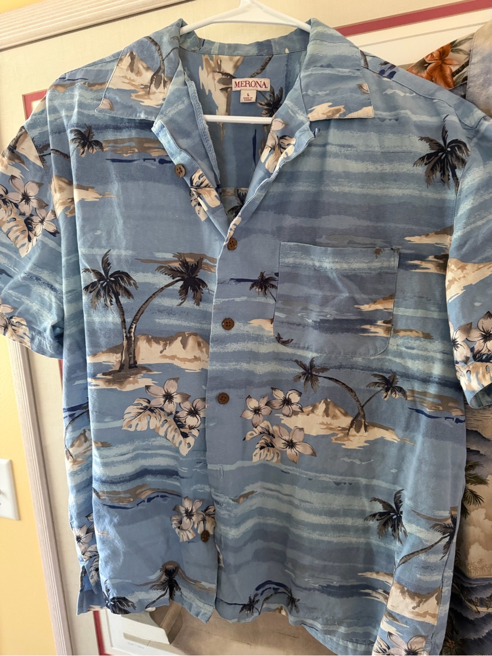 Merona Light Blue Tropical Camp Collar Button-Down Shirt
